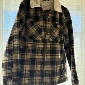 Men's Black and Tan Plaid Jacket